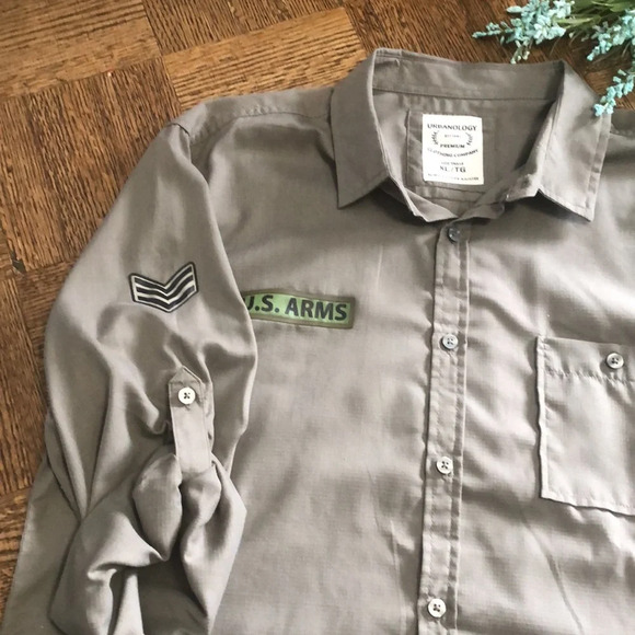 URBANOLOGY Mens Army green shirt - Picture 3 of 7